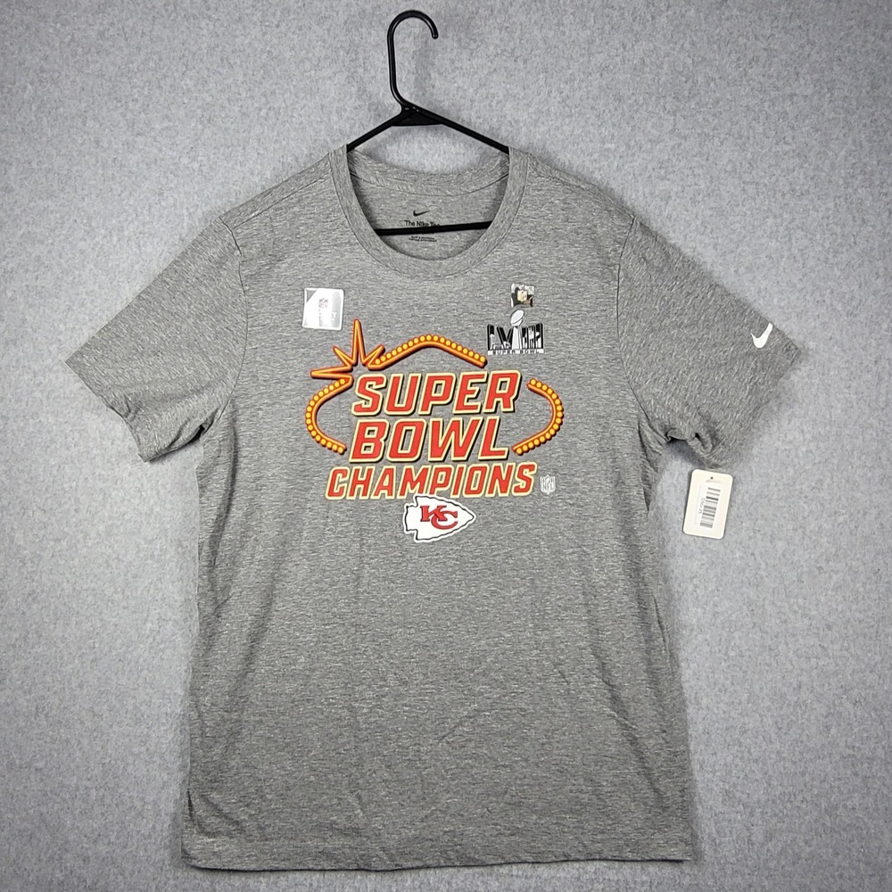 Nike Kansas City Chiefs Super Bowl LVIII Champions T-shirt Mens Large Gray NWT